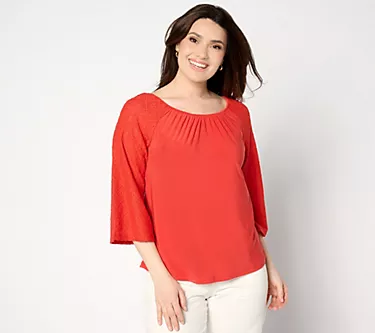 Attitudes by Renee Como Jersey Convertible Eyelet Top
