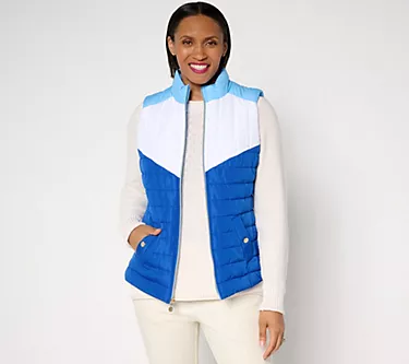 Isaac Mizrahi Live! Clubhouse Color Block Quilted Vest