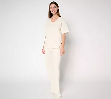 Peace Love World Tall French Terry Pullover and Pant Set