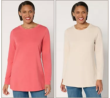 Denim & Co. Essentials Favorite Jersey 2-Pack Round Neck Tops