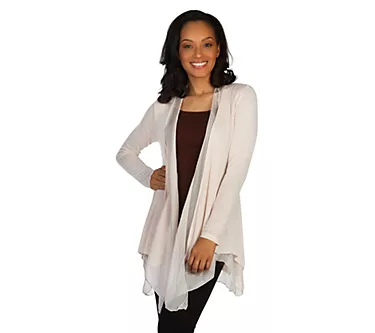 skinnytees Knit Open Front Cardigan with Silk