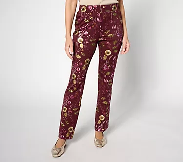 Isaac Mizrahi Live! Petite Foil Printed Scuba Bootcut Pants