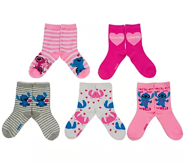Girl's Set of 5 Valentine's Day Character CrewSocks