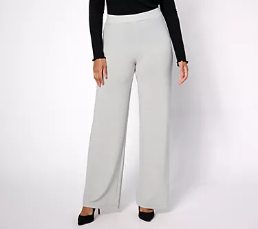 Susan Graver Occasions Regular Metallic Knit Wide Leg Pants