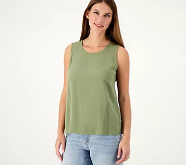 Denim & Co. Beach Woven Scoop Neck Tank Top