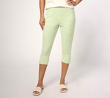 Quacker Factory Knit Seersucker 19" Capri Pant
