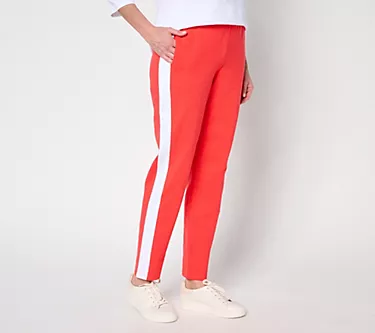Denim & Co. Active Petite Duo Stretch Slim Straight Ankle Pant