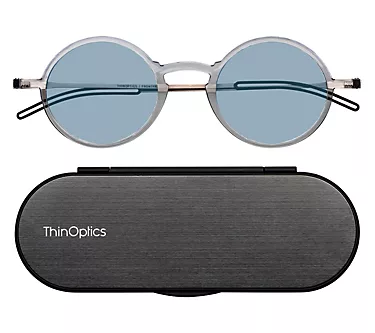 ThinOptics Blue Light Manhattan Round Readers with Case