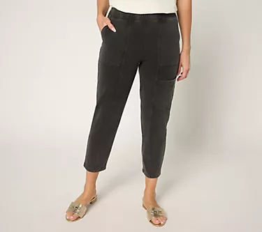 Denim & Co. Tall Comfy Knit Air Tapered Cargo Crop Pant