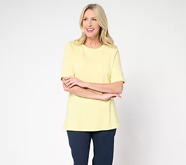 Denim & Co. Essentials Regular True Cotton Roll Cuff Tunic