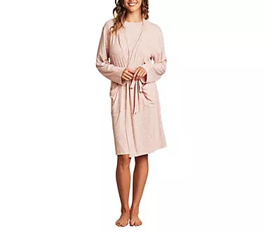 Barefoot Dream Ultra Soft Ribbed Heart Print Robe