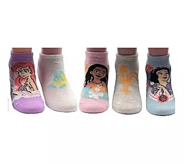 Disney Princess Girls' Set of 5 No-Show Socks