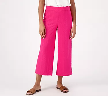 Isaac Mizrahi Live! Regular Textured Knit Crop Pants
