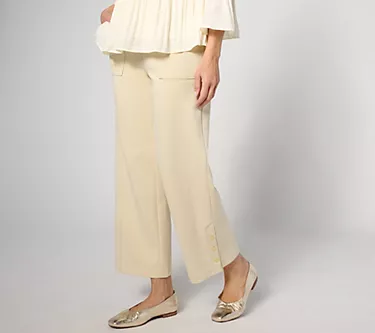 Isaac Mizrahi Live! Tall Clubhouse Scuba Knit Wide Leg Ankle Pants