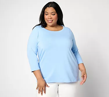 Susan Graver Weekend Essentials Comfy Cotton 3/4 Sleeve Top