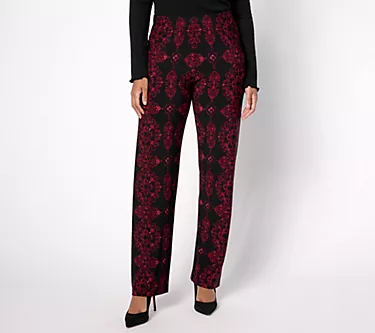 Susan Graver Regular Printed Liquid Knit Sofia Straight Leg Pants