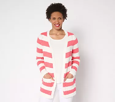 Belle by Kim Gravel Petite Cape Cod Coastal Cotton Slub Cardigan
