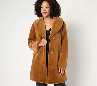 Dennis Basso Faux Fur Relaxed Fit Coat
