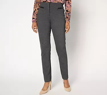 Tailored by Susan Graver Regular Twill Ponte Slim-Leg Trousers
