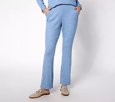 Isaac Mizrahi Live! Petite Rib Knit Pull on Slight Bootcut Pant