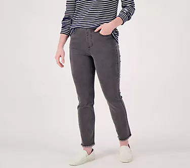 Isaac Mizrahi Live! Petite True Denim Frayed Hem Jeans