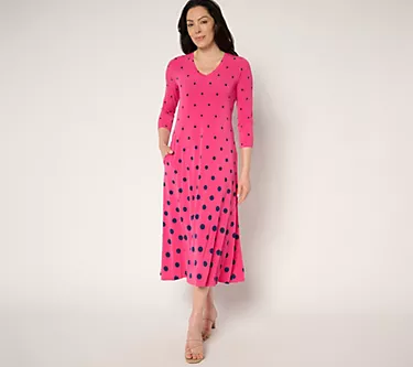 Attitudes by Renee Petite Como Jersey Ombre Polka Dot Midi Dress