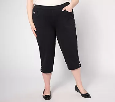 Quacker Factory DreamJeannes Tall Mini Faux Pearl Capri Pants