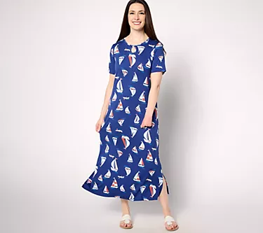 Quacker Factory Sail Away Short Sleeve Dress with Pockets