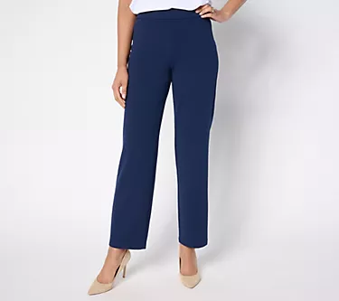 Dennis Basso Regular Straight Leg Luxe Crepe Pant