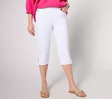Quacker Factory DreamJeannes Short Mini Faux Pearl Capri Pant