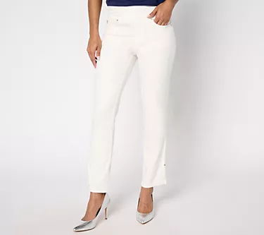 Belle by Kim Gravel Petite Primabelle Twill Ankle Slit Jean