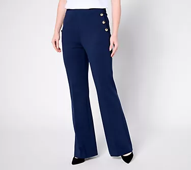 Susan Graver Petite Smart Ponte 350 High Waist Boot Cut Pants
