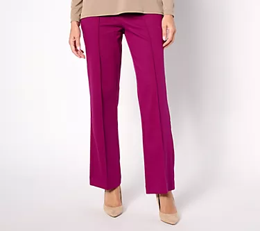 Denim & Co. Signature Reg Easy Flex Twill Wide Leg Pull-On Trouser