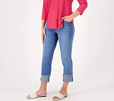 Isaac Mizrahi Live! Regular Indigo True Denim Crop Jeans w/ Cuff
