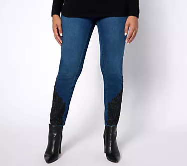 Isaac Mizrahi Live! Regular Indigo True Denim Jeans w/ Lace
