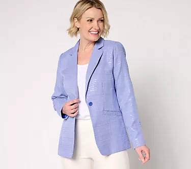 Joan Rivers Red Carpet Regular Glen Plaid Sequin Blazer