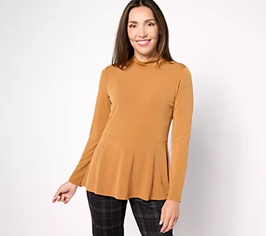 Susan Graver Modern Essentials Liquid Knit Peplum Top
