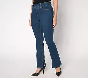 Isaac Mizrahi Live! Regular Indigo Denim Slim Bootcut Jeans w/ Slits