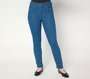 Denim & Co. Regular Indigo Classic Denim Sparkle Front Ankle Jean
