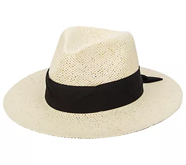 San Diego Hat Co. Woven Paper Fedora w/ Back Kn ot Band