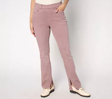 Isaac Mizrahi Live! Tall Colored Denim Slim Bootcut Jeans w/ Slits