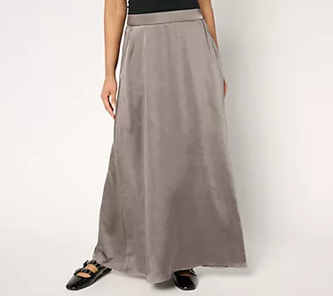 by Stacy London Regular Pull-On Satin Maxi Skirt