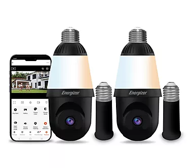 Energizer Smart WIFI Pan & Tilt 2K Light Bulb Camera 2PK