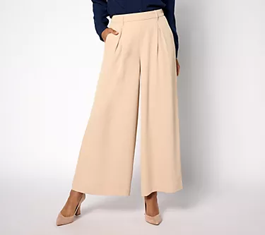 Joan Rivers Regular Bitsy Wide-Leg Pull-On Ankle Trousers