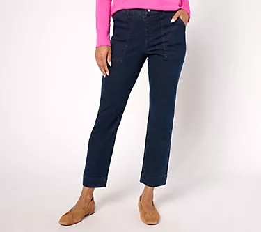 Denim & Co. Regular Indigo Easy Stretch Straight Leg Ankle Jean