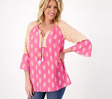 206726-susan-graver-regular-pure-printed-woven-raglan-sleeve-tunic-with-ties-1.webp