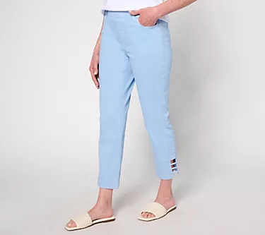 Denim & Co. Petite Color Classic Stretch Slim Straight Crop Jean