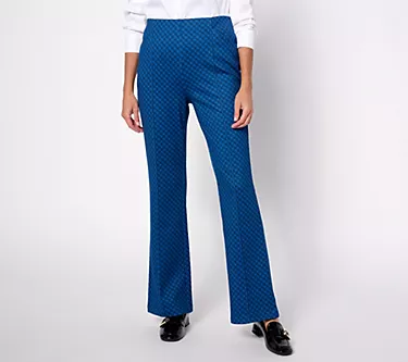 Isaac Mizrahi Live! Regular Printed Ponte Baby Bootcut Pants