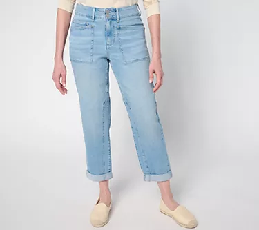 LOGO by Lori Goldstein Regular Indigo Straight Leg Ankle Jeans
