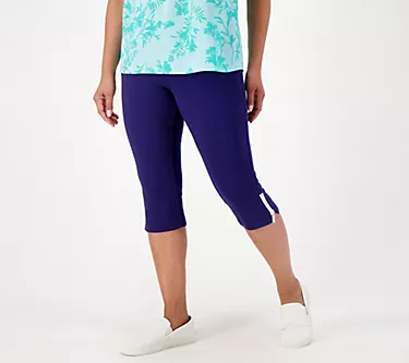 Belle by Kim Gravel Perfect Pique White Haute Zip Capri Pant